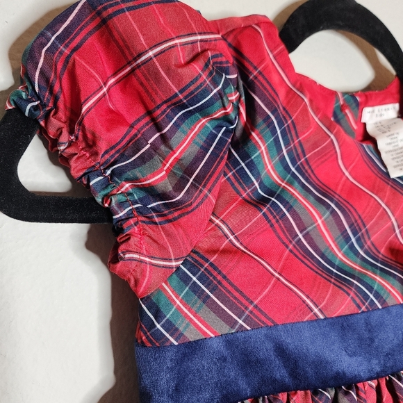 NWT Max Studio Kids Red Christmas Plaid Sateen Dress Velevt Bow Size 6 - Picture 6 of 14